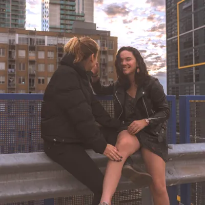 lesbian couple on a date after meeting on tinder